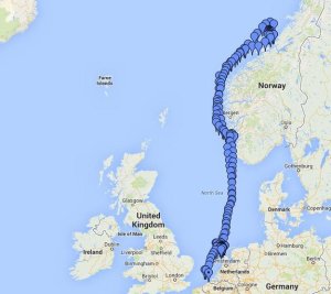 Galileo maritime trial route