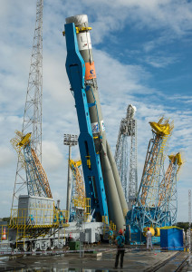 Soyuz being raised to a vertical position