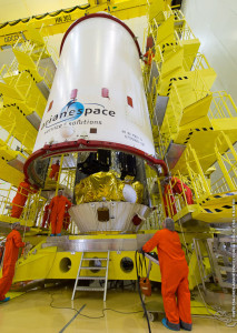 Satellites encapsulated by the two-piece protective payload fairing (II)