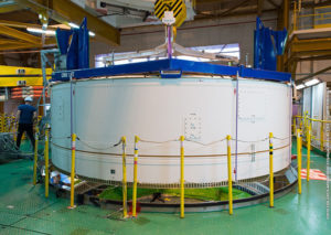 The Ariane 5 vehicle equipment bay lowered
